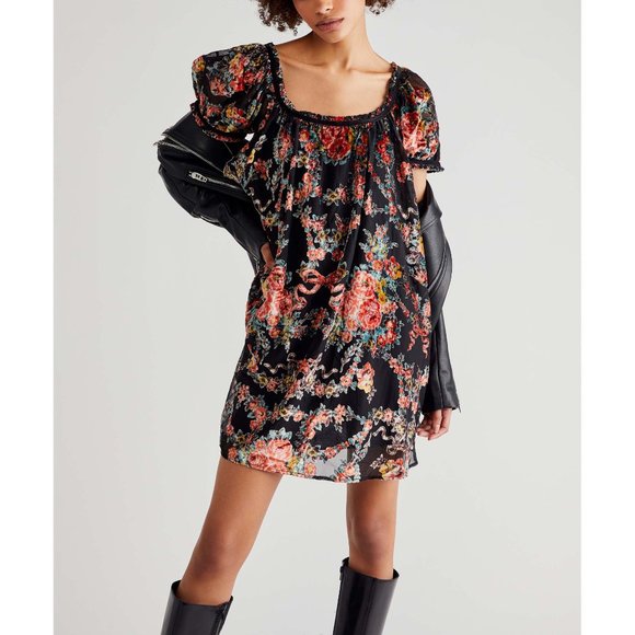🎉LAST CHANCE🎉 NWT Free People Beautiful Blooms Mini Dress / Black Combo - Picture 4 of 7